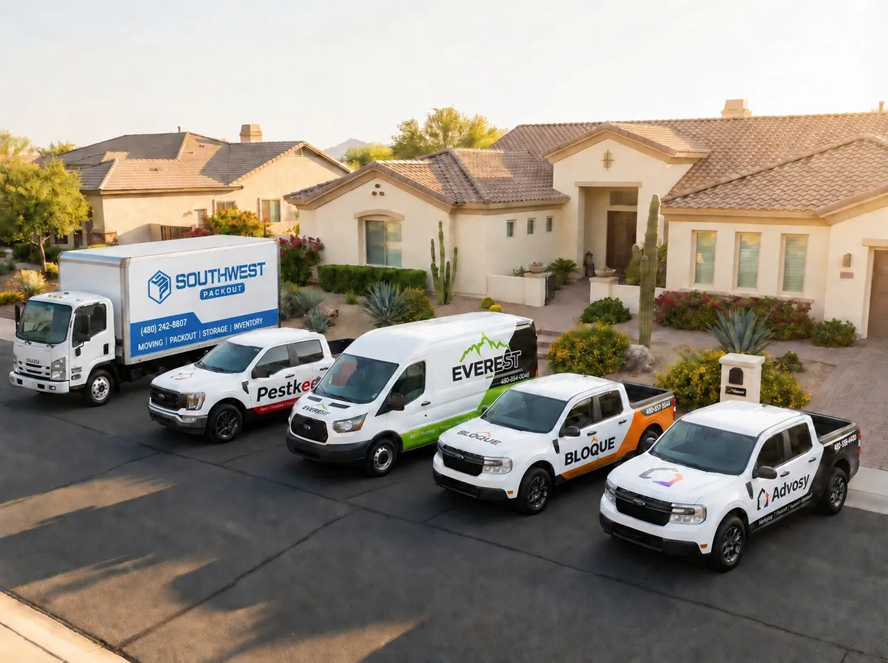 Advosy fleet of branded service vehicles